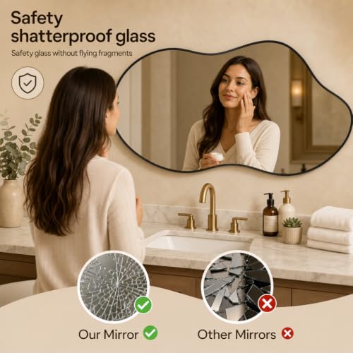 Image of Irregular wall Mirror 24 inchx41 inch Black Asymmetrical Mirror