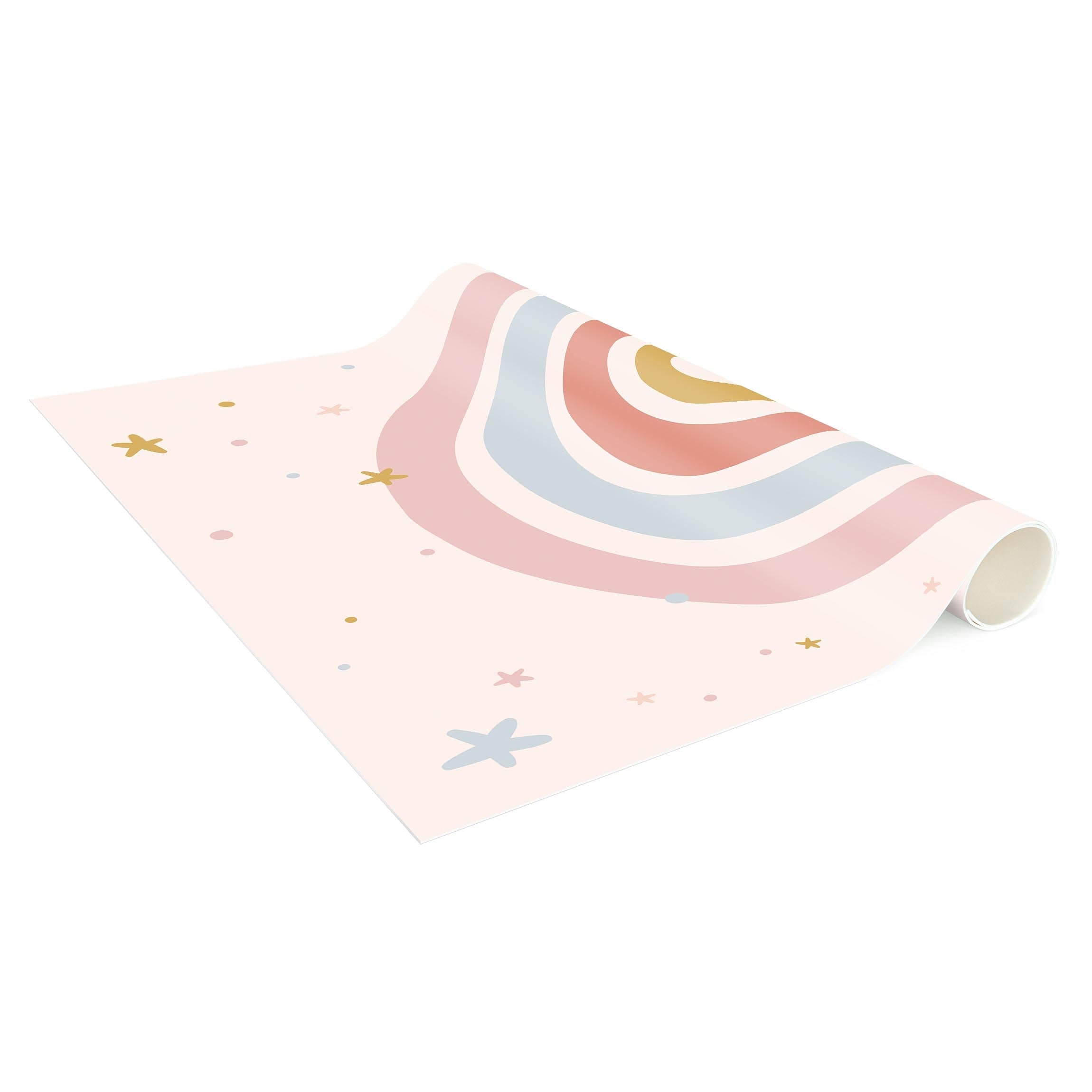 Vinylteppich nass abwischbar Kinderzimmer Bodenschutz - Made in Germany - Regenbogen Modern 2,2mm dünne Vinyl Bodenmatte Pastell Kinderteppich trittsichere Matte 3843 (40x60cm)