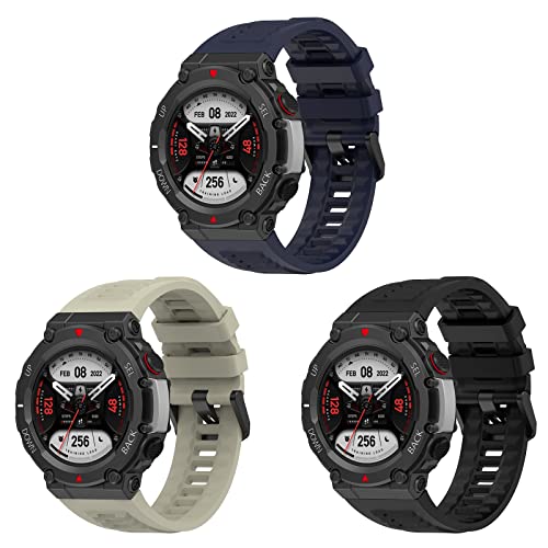 3 Pack Compatible for Amazfit T-Rex 2/Amazfit Active Edge Watch Bands, Silicone Replacement Band Straps Accessories Fit for Amazfit T-Rex 2 T-Rex2/Amazfit Active Edge Smartwatch