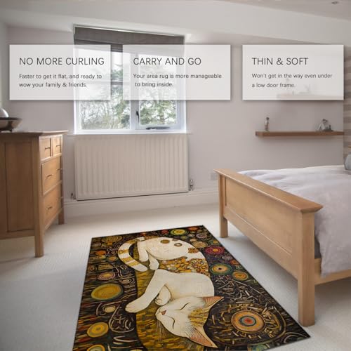 Tapis de chambre chat dormant antidérapant lavable pour sol glissant