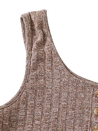 Shein Women's 2 Piece Sleeveless Button Crop Tank Tops And Shorts Lounge Set Mocha Brown Medium #TOP2