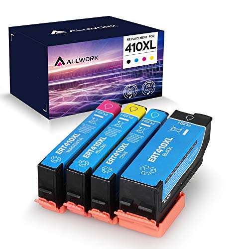 Allwork Remanufactured 410XL Ink Cartridge Replacement for Epson 410XL 410 XL T410XL Ink for XP-7100 XP-830 XP-640 XP-530 XP-630 XP-635 Printer 4 Pack