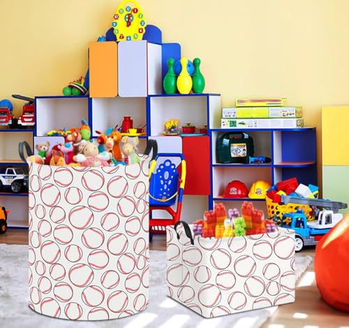 HKEC 19.7" Laundry Basket,Kids Dirty Clothes Hamper,Waterproof Toys Storage Bin,Room Decor,Gift Baskets,Baby Nursery Hamper(Baseball)