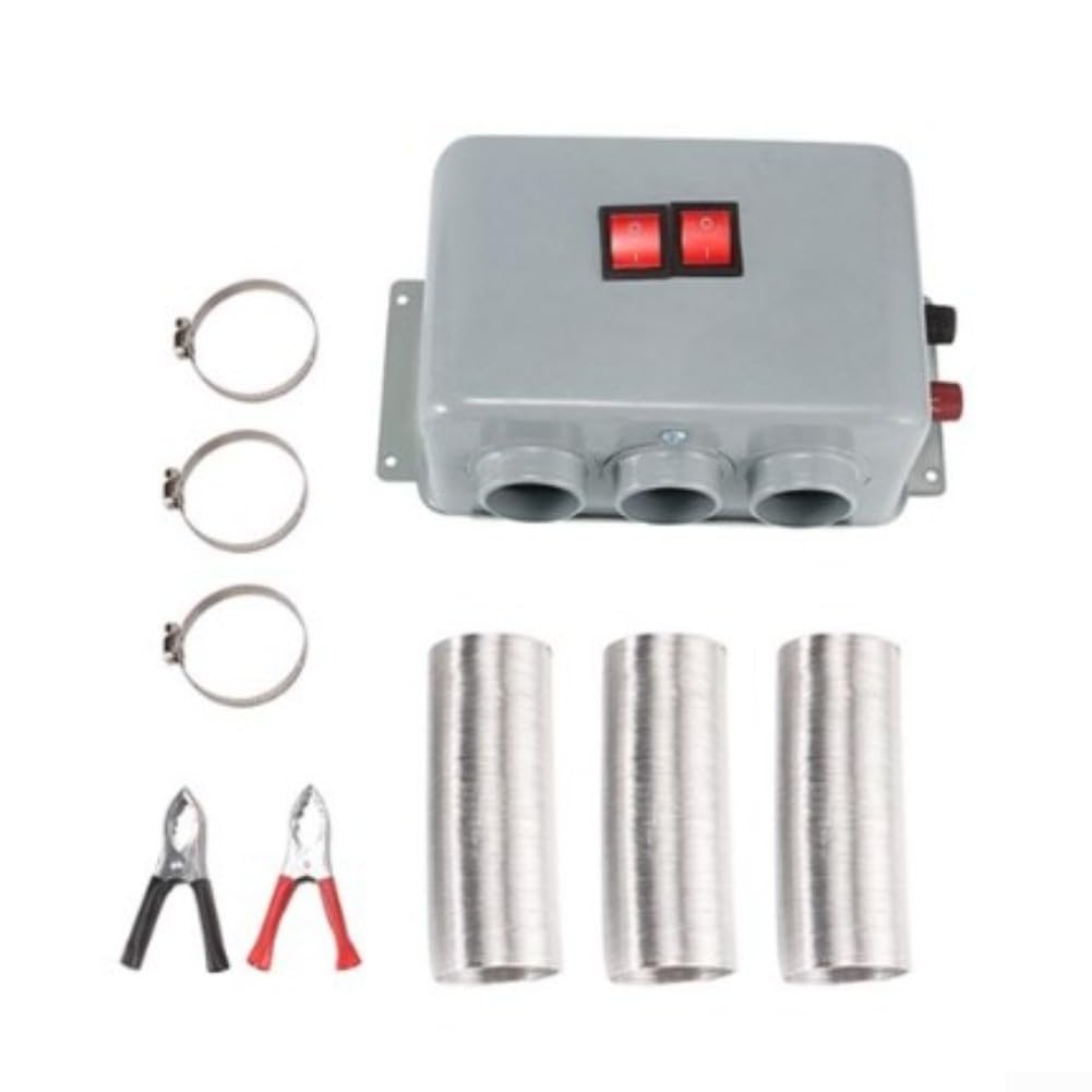 Riscaldatore per auto da 12 V, 800 W, riscaldamento rapido e sbrinamento, a basso rumore, a tre fori, in metallo, per parabrezza invernale