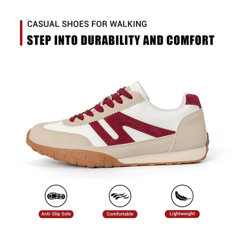 Image of Sneakers for Women Retro Fashion Trendy Sneakers with Foam Insole Casual Shoes for Walking Tennis Classic Non-Slip Comfort Shoes
