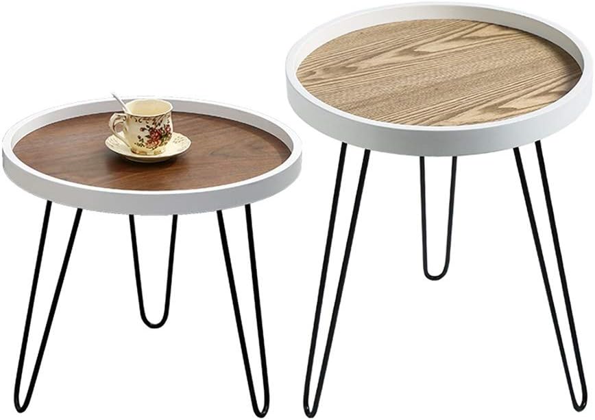 18" Modern Side Nesting Table/Living Room Or Bedroom Coffee Table, 2 Sets, Wood/Metal