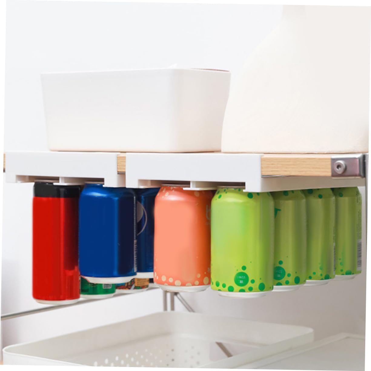 ORFOFE Refrigerator Can Storage 2 Pack Plastic Organizer Rack for Soda Beer Cans 5.3cm Diameter Easy Access Beverage Holder