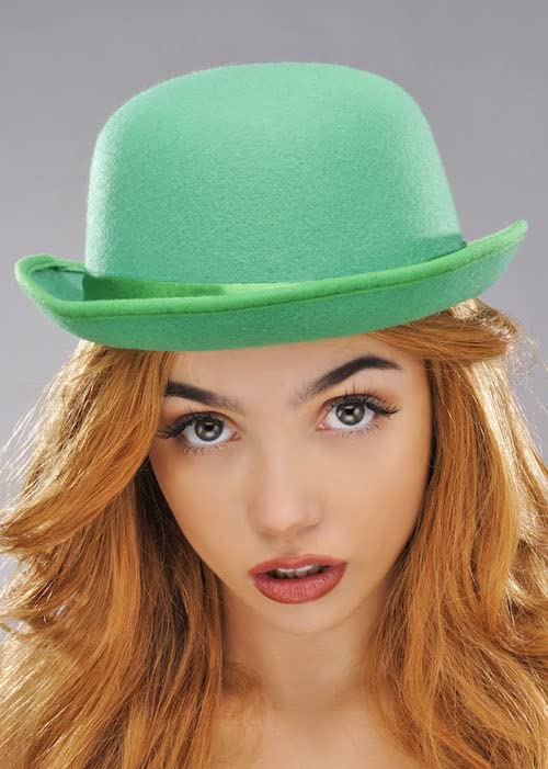 Struts Adult Size Bright Green Clown Bowler Hat