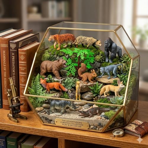 Image of Realistic Wild Jungle Animals Toys for Kids 3+| 13PCs Attractive Forest Zoo Animal Toy Action Figurine Playset for Boys and Girls Birthday Gift for Children Best Decoration & Educational Items