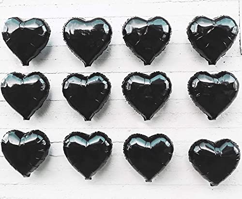 10Pcs Black Foil Heart Shaped Balloons 18 Inch Heart Mylar Balloons For Baby Shower Wedding Valentine Decorations Love Balloons Party Decorations #TOP3