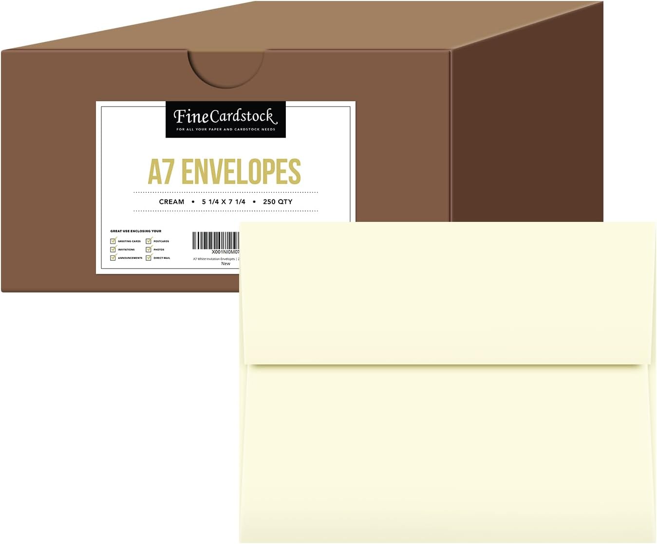 500 Pack of A7 Cream Envelopes 70lb Premium Opaque Text