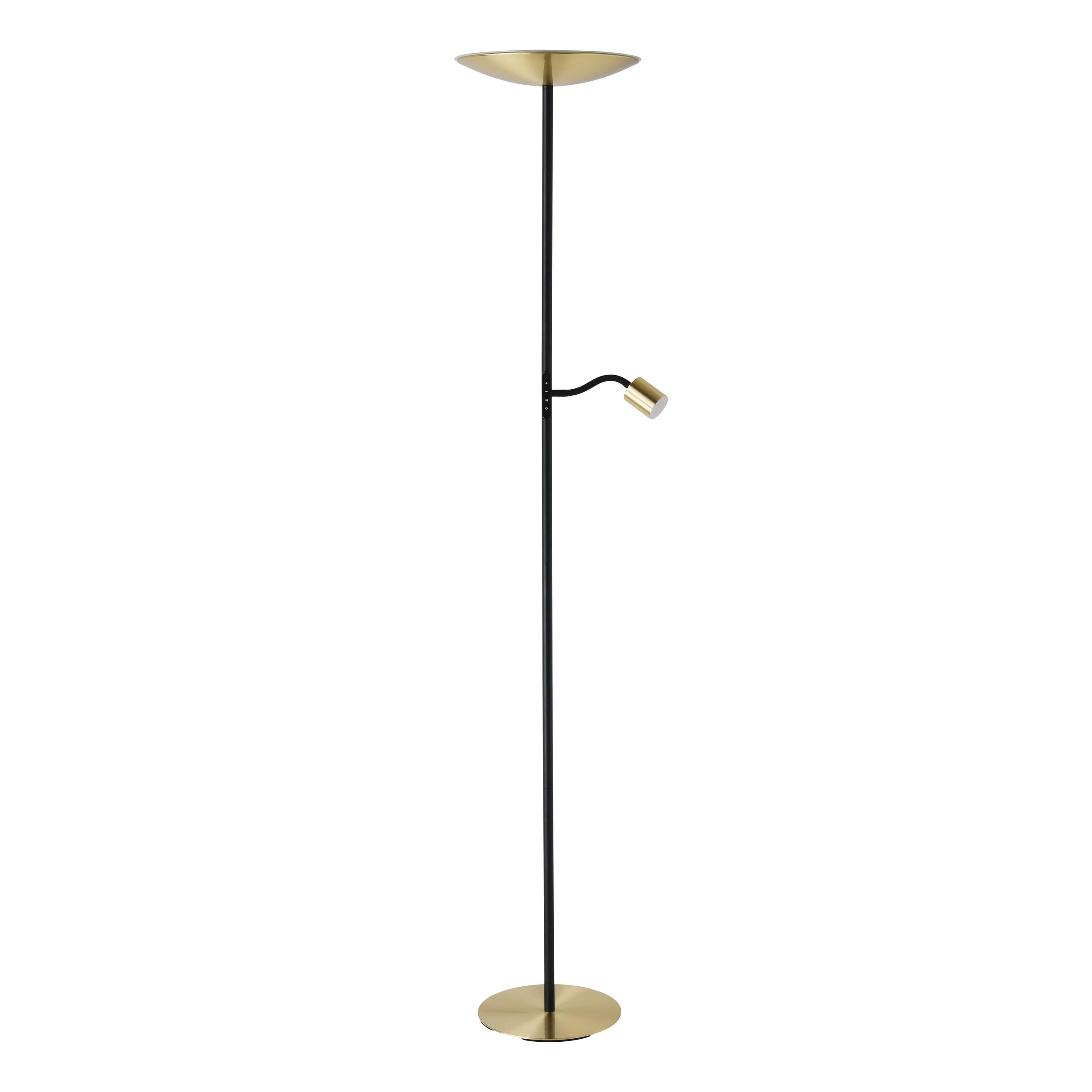 EGLO LED Stehlampe Conivarino, Lampe Wohnzimmer | Deckenfluter mit flexibler Leselampe, Standleuchte touch dimmbar, Stahl in Messing-gebürstet, warmweiß, 170 cm