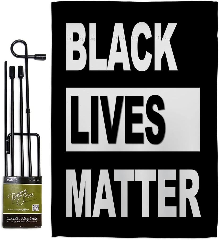BLM Civil Rights Garden Flag Set with Stand Support Anti Racism Justice Revolution Movement Equality Social Small Decorative Gift Yard House Banner Double-Sided Made In USA 13 X 18.5