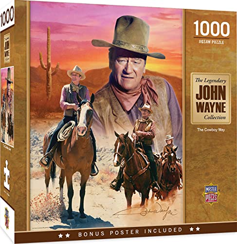 MasterPieces 1000 Piece John Wayne Jigsaw Puzzle for Adults, Family, Or Youth - The Cowboy Way - 19.25'x26.75'