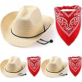 Unittype Western Cowboy Hats, Bandanas, and Party Accessories Set (Beige)