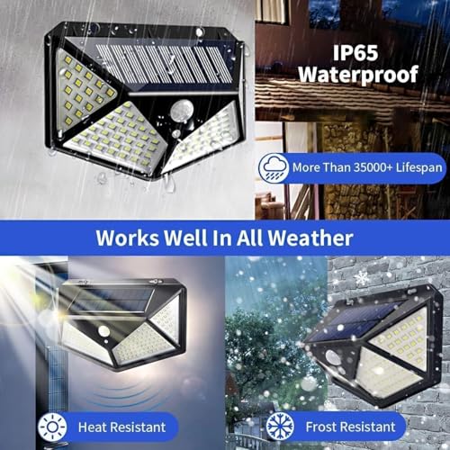 Image of Outdoor Solar Lights with 3 Modes & 100 LEDs Motion-Sensor Security Lights with 270 Lighting Angle & IP65 Waterproof Wall Lights Bright, Backyard Garden Fence Patio Front Door 1-Piece Set of