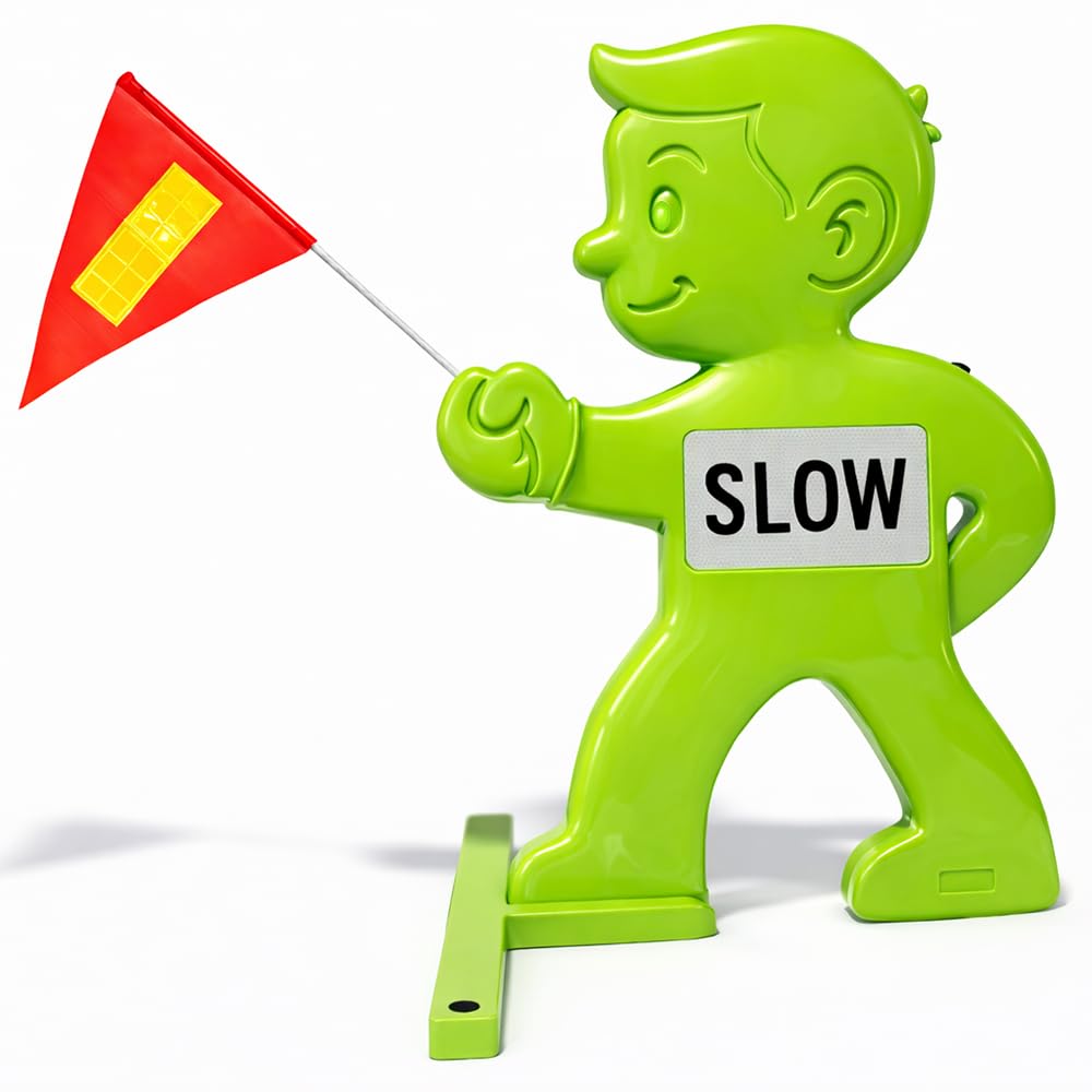 Kid Alert Street Safety Sign, Slow Kids at Play Signs for Street, 31-Inch Tall Reflective Caution Sign with Warning Flag for Neighborhoods Schools Park Sidewalk Driveway Kids Safety Traffic Control Outdoors