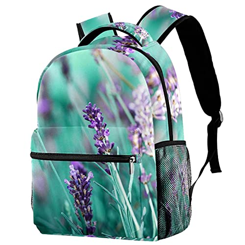 Sac à dos de voyage fleurs violet lavande enfants fille garçon avec filet bouteille