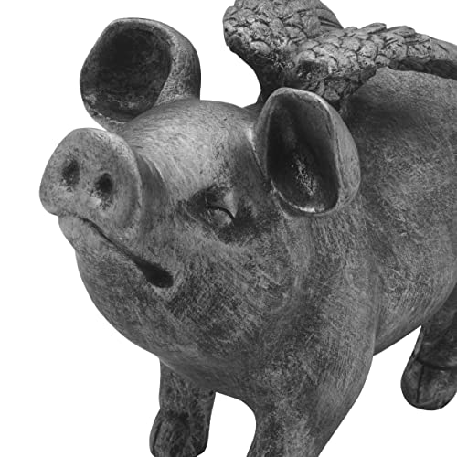 Figura decorativa cerdo alado plateado 7 pulgadas miniatura 6