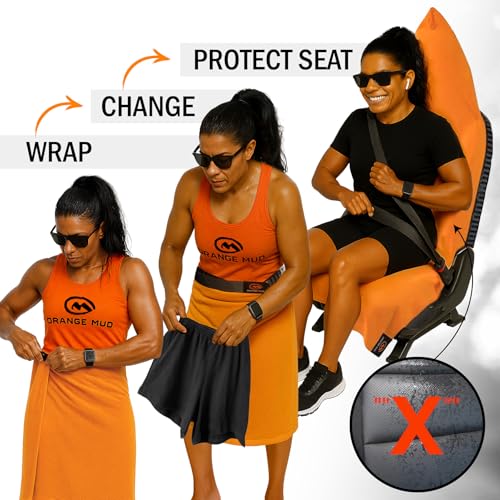 Image of Orange Mud Transition & Seat Wrap V2.0 - Car Seat Cover, Changing Kilt & Multipurpose Towel - Sweat-Proof, Quick-Dry, Secure Wrap for Athletes, Runners, Cyclists - Orange