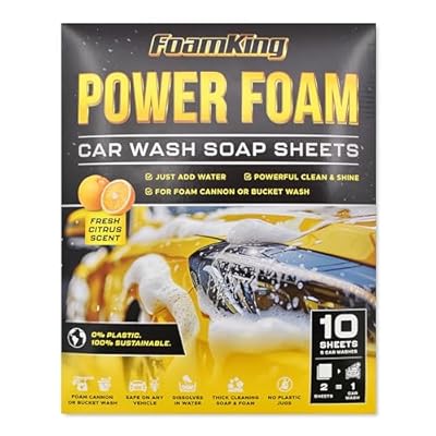Foam King Car Wash Soap Strip (10ct = 5 Car Washes) - Concentrated Car Cleaning Soap Sheet, No Plastic Bottle - For Foam Cannons Guns, Bucket Wash. Safe for Cars, Trucks, Motorbikes - Citrus Scent
