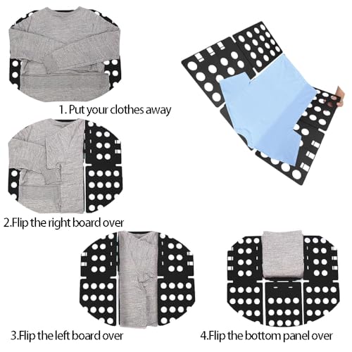 HBYMYDA Doblador Camisetas Doblador Ropa de Plástico Duradero Tabla Plegable Organizador para Doblar Ropa Doblador Camisetas de Adultos y Niños Negro