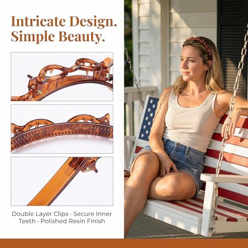 JASSINS 2 Pcs Bangs Hairstyle Hairpin Headband, Professional Weave Bangs Clip, Toothed Headband Braid Tool, Women Girls Fashion Hair Accessories (Black and Brown)