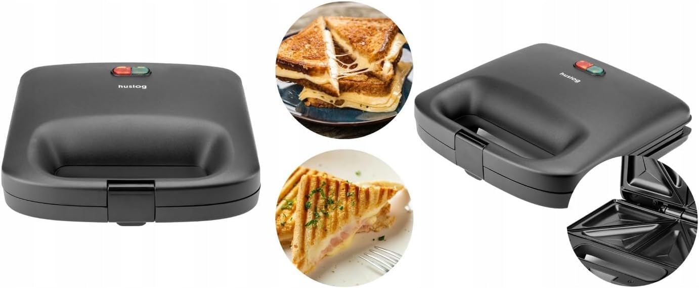 EasyBite Toster, opiekacz do kanapek, powłoka nieprzywierająca, 1000 W, trójkąty, czarny