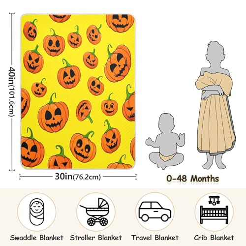 Burbuja Jack O Lantern Pumpkins Baby Blanket for Boys Girls, Nursery Soft Warm Swaddling Receiving Baby Blankets, 30x40 in Toddler Blanket3