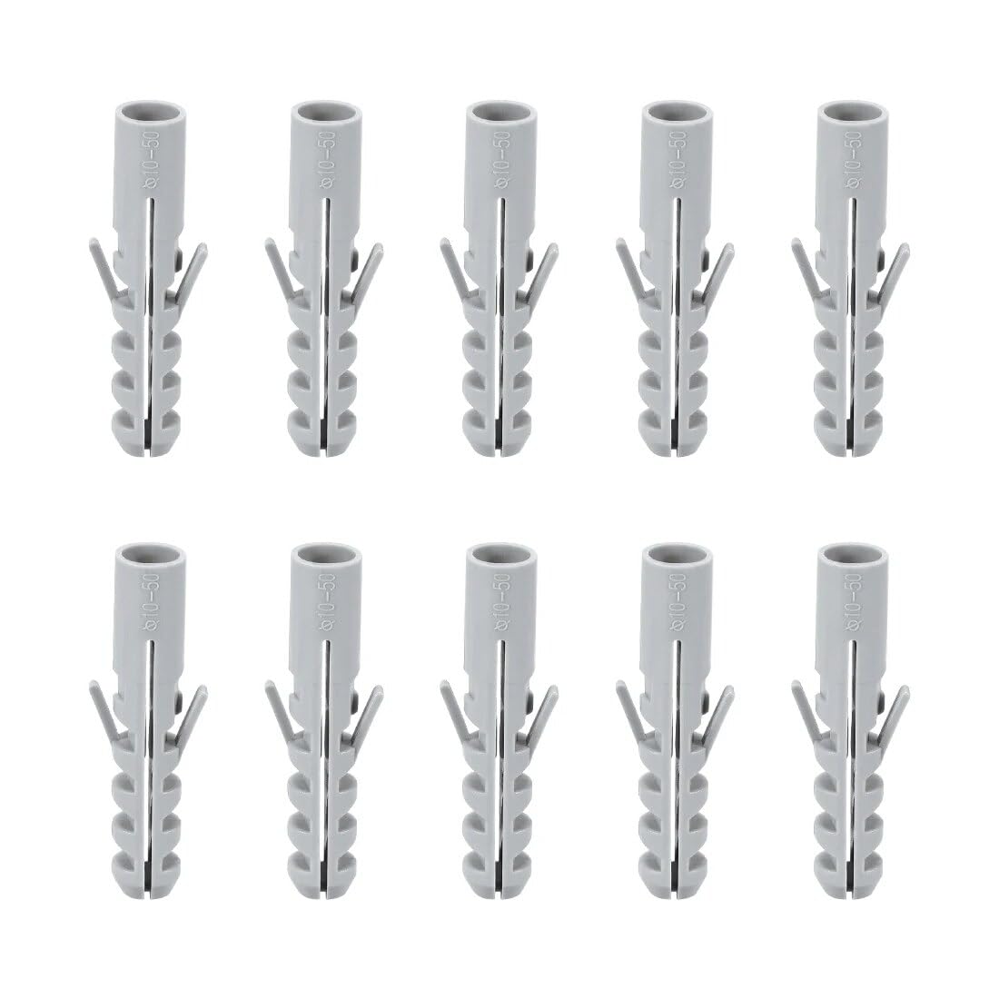 Wanddübel, 50 Stück 10 mm x 50 mm Kunststoff-Ankerbolzen, Expansionsrohr, Säule, Betonwand, Grau, for Haus, Garten, Heimwerker-Anwendung