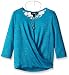 Amy Byer Big Girls' Faux Wrap Top with Lace Back