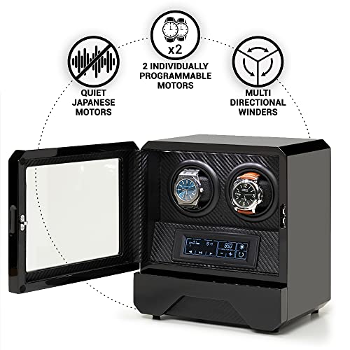 Barrington Automatic Double Watch Winder With Silent Japanese Motor | Multi Rotation & Turns Per Day Modes | Led Digital Display | Simple Touch Operation #TOP2