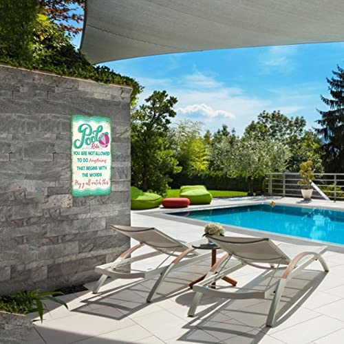 Piscina Sinal de Segurança,Palavras Placas de Metal para Piscina - Sinais de decoração de piscinas i