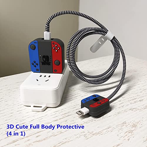 Image of Cartoon 3D Design Protective Case for 18W 20W iPhone 14 13 12 11 Pro Max Fast Charging Cable Adapter Charger, Cute Cartoon Lightning Data Cable Case for iPhone Charger Nintendo