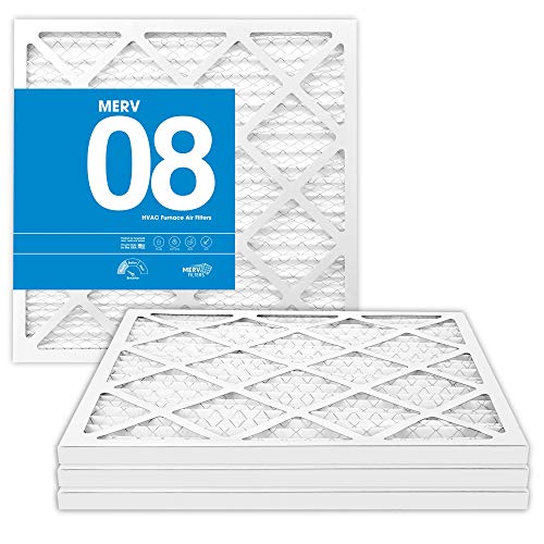 MervFilters 20x20x1 Air Filter, MERV 8, MPR 600-4 Pack of AC Furnace Air Filters