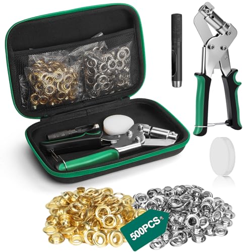 Kit de poinçonnage à œillets manuel 9,5 mm avec coffret rigide et 500 œillets