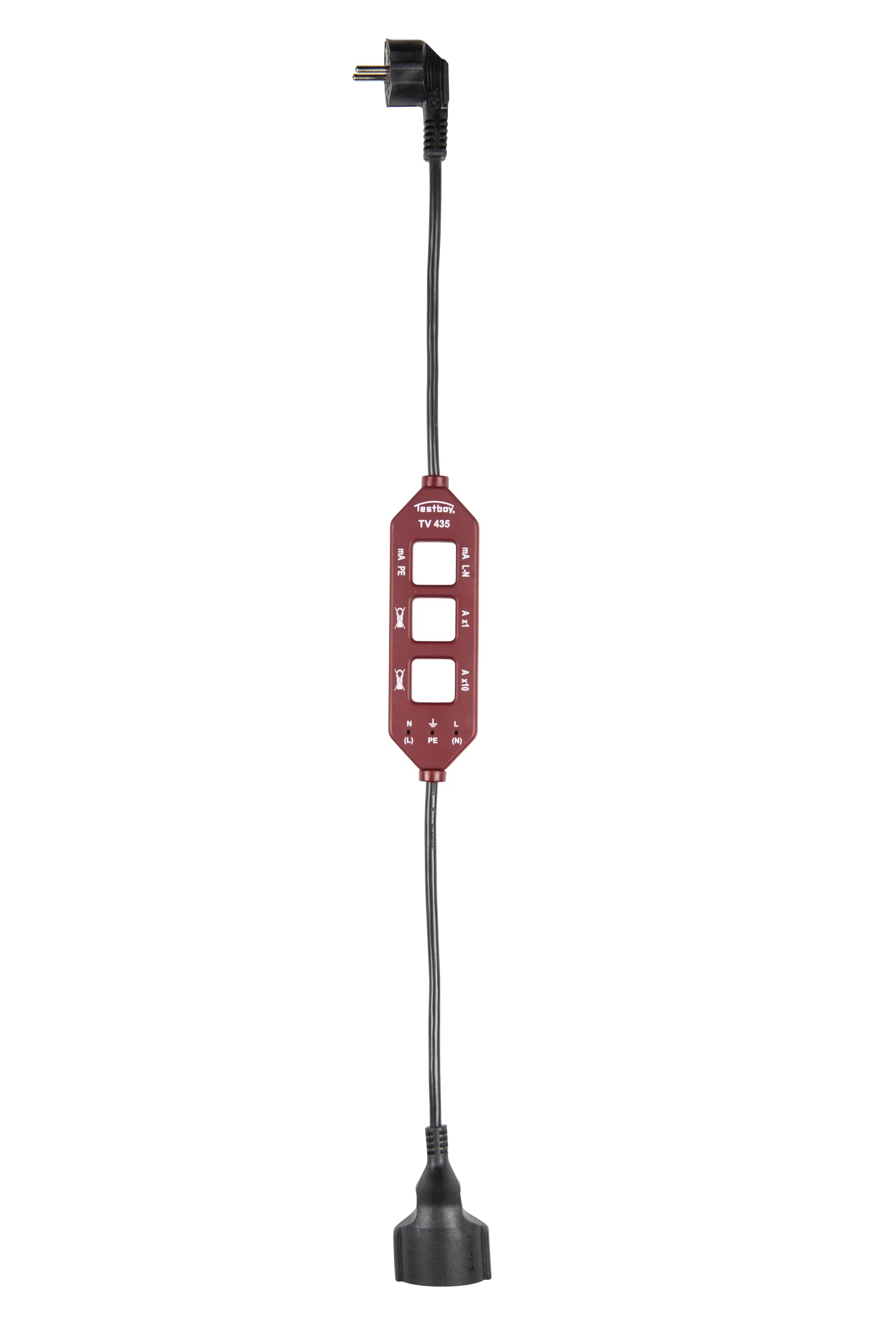 Adaptateur de mesure de courant Testboy TV 435 (mesure de courant de conducteur de protection, prises de mesure intégrées), rouge/noir