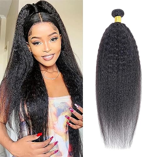 Huarisi Yaki Straight 1 Bundle 22 Inch, Brazilian Kinky Straight Human Hair Bundles