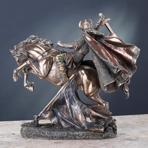 Figura Decorativa Guerrero Vikingo Montado en Caballo miniatura 4