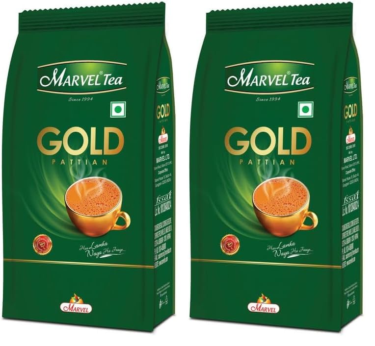 Image of Marvel Tea Gold Pattian Tea 500 Gm With Kadak CTC, Handpicked Chai From Assam & Darjeeling, Stong Black Tea (Pack of 2)