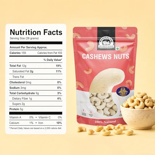 Image of Wonderland Foods 200g Whole Raw Cashew (Kaju) | Delicious & Healthy Nuts