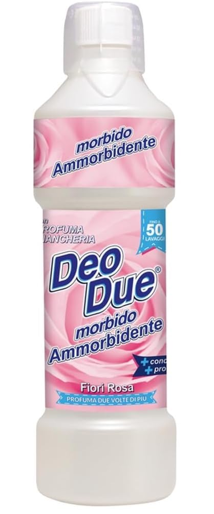 DEO DUE Concentrato Fiori - Suavizante concentrado (6 unidades, ideal para todas las prendas, 50 lavados, 1 litro, incluye llavero Beni Culinari gratuito)