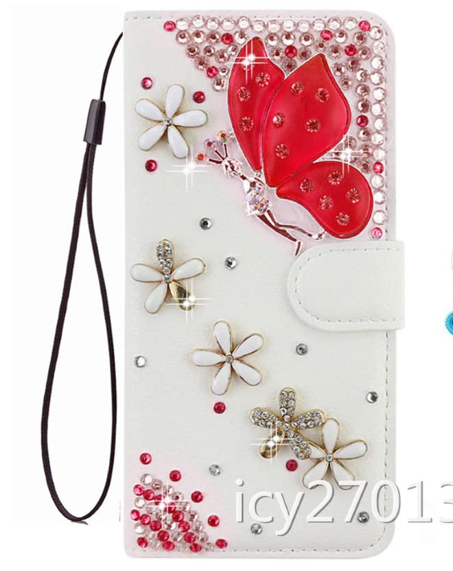 小物 Pretty HFICY Sparkly Leather Wallet Phone Case with 2 Pack Glass Screen