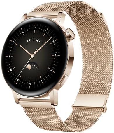 HUAWEI Smartwatch Watch GT 3 42 mm, długi czas pracy baterii, monitorowanie SpO2, dokładny monitoring tętna, 100+ trybów treningowych, połączenia Bluetooth, złoty