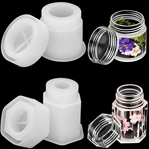 2 Sets DIY Jewelry Box Resin Casting Mold Bottle Resin Molds with Lid Storage Jar Epoxy Resin Mold Container Silicone Epoxy Resin Mold for Resin Crafts Bottles Storage Box Making