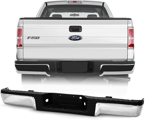 ACANII - Para Ford F150 Pickup Styleside Bed 2009-2014 sin sensor y agujero de enganche de acero cromado completo de parachoques trasero