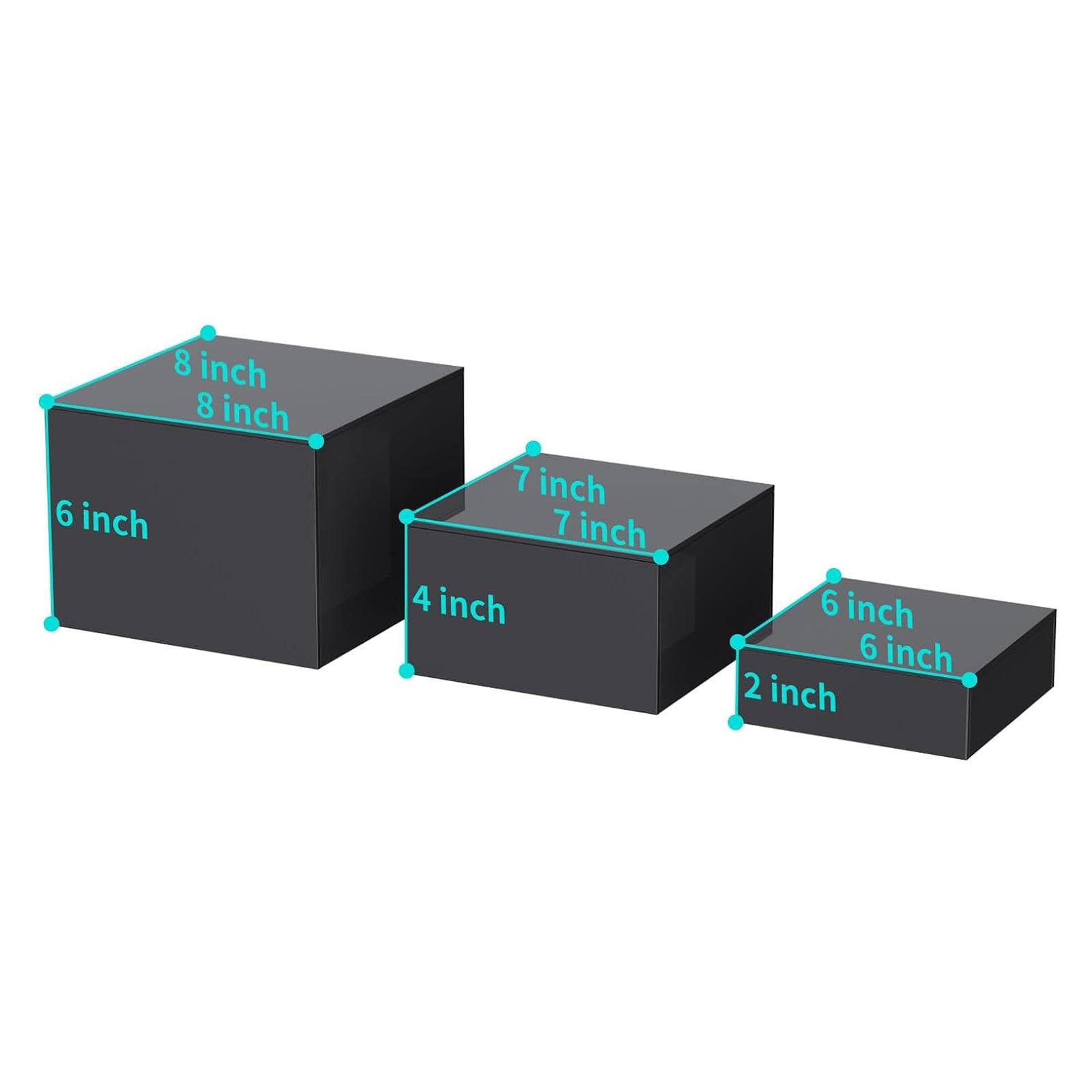 3 Pezzi Alzate per Buffet Espositore Cubo Acrilico Alzate Nesting Set da Tavolo da Dessert per Artigianato di Caramelle Matrimonio Festa di Compleanno , Nero