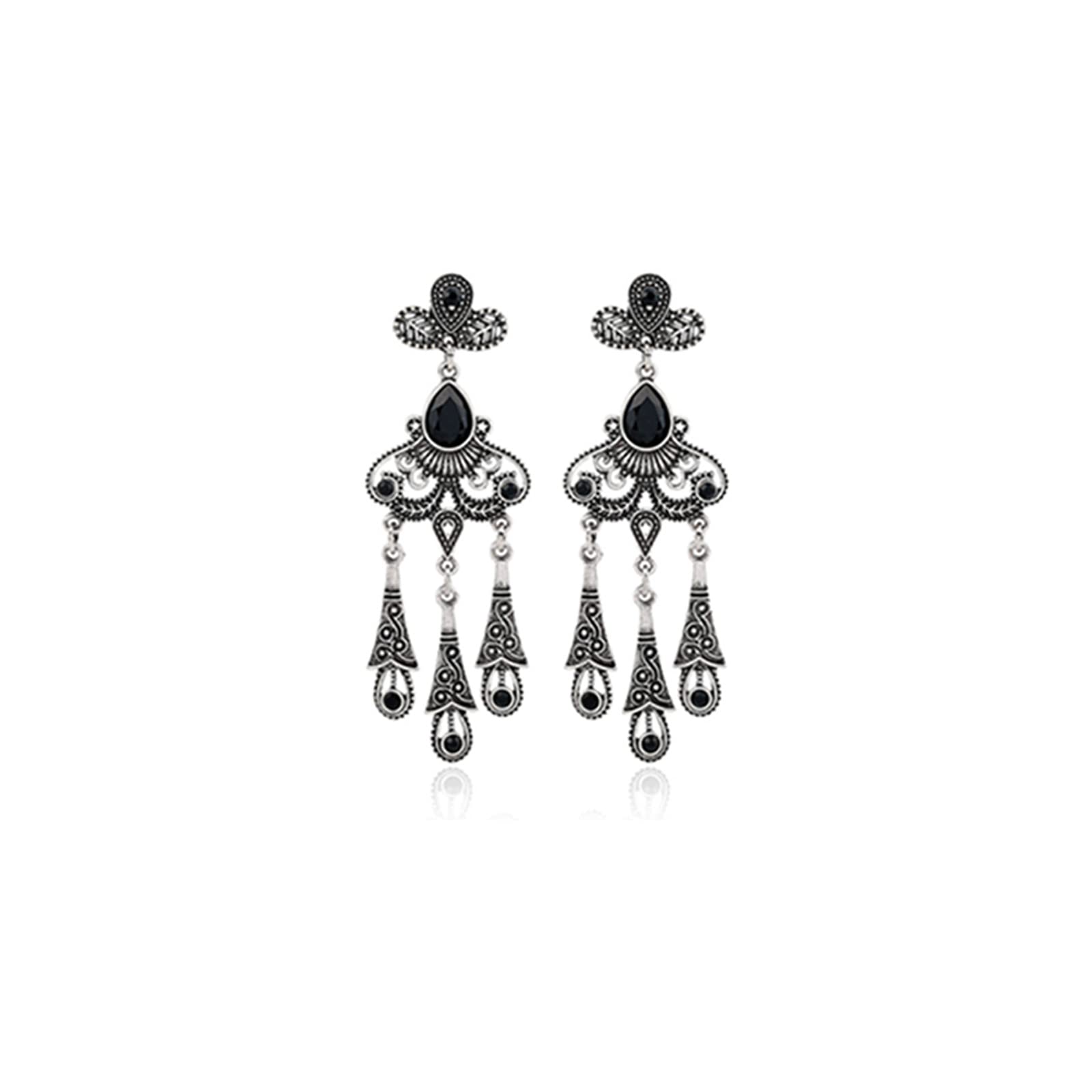 DRESHOW 1920s Accessori Flapper Anni 20s Gatsby Costume Set Orecchini Collana Fascia Guanti Estensibile Set Flapper per Festa Ballo