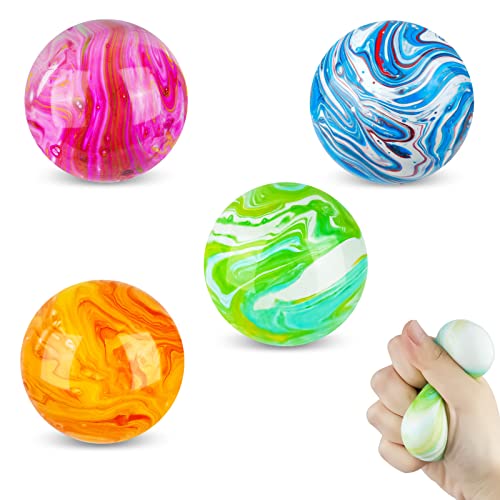 Ainiv Balles Anti-Stress Colorées Fidget Balls, 4PCS 5cm Boule Anti Stress pour Enfant et Adulte, PU Souple Balle Anti Stress pour Soulager l'anxiété - pour Aider l'anxiété, Le TDAH - Fête Cadeau