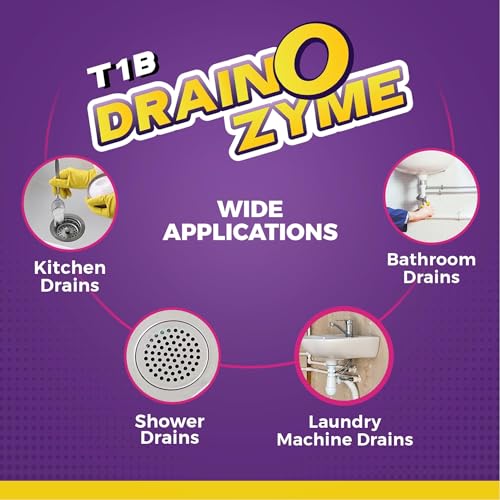 Image of T1B Drain O Zyme Drain Cleaner Powder - Enzyme Based - Removes Odour, Clogs & Blockages from Kitchen, Bathroom & Commercial Drains, Safe For All Pipes - 250 gm